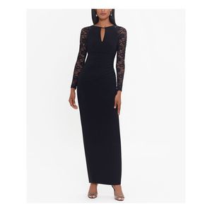 B&A  BY BETSY & ADAM Womens Black Lined Long Sleeve Formal Gown Dress 8